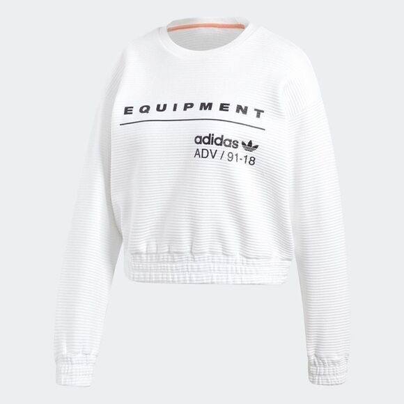 Adidas White Cropped EQT Sweatshirt - Picture 3 of 4